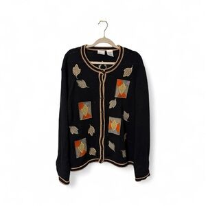 Bobbi Brooks Leaf Patchwork Cardigan Size XL